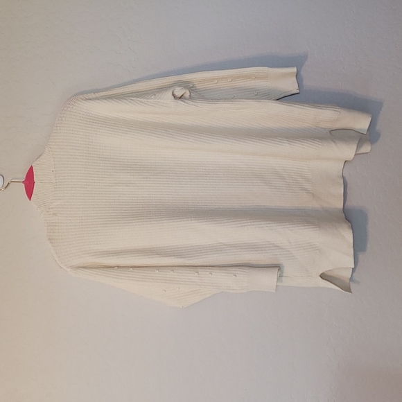 Velvet Heart Woven Ivory Pom Pom Cardigan Open Front Textured Dolman Sle… - Picture 8 of 12